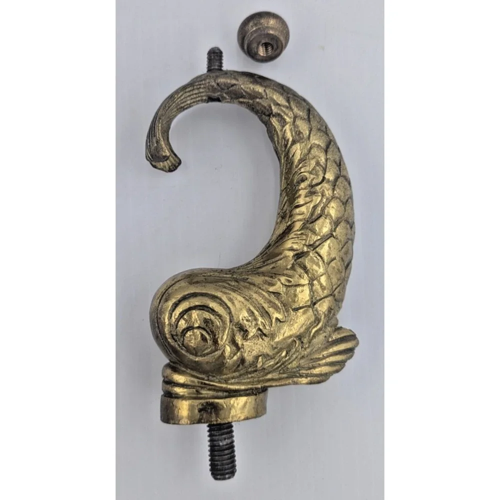 Brass Koi Fish Dolphin Screw on Part Solid Decor Repurpose Furniture Piece
